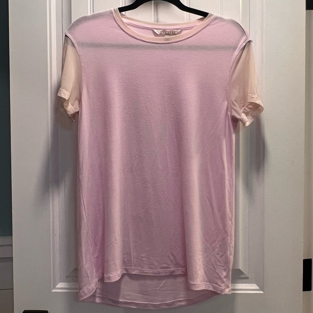 Athleta Simply Lilac Lavender Cloud-light Hybrid Mesh Short Sleeved Tee. Size M.
